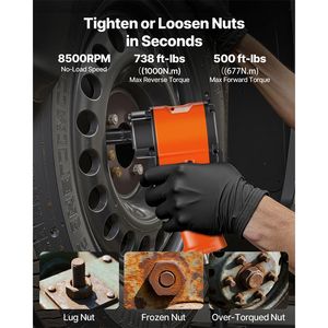 Llave de Impacto Neumática Ligera de 1/2 Pulgada con Torque de hasta 738 ft-lb para Aflojar Tuercas, Tamaño Compacto, Pistola para Reparación Automotriz - Product Image 2