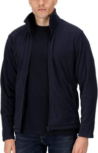<b>Men's</b> <b>Navy</b> <b>Fleece</b> Jacket Stand Collar Zipper Closure Casual Autumn Wear Regular Fit Solid Color Polyester Material - Product Image 4