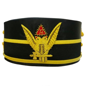 หมวกมงกุฎพิธีกรรมศักดิ์สิทธิ์สกอตแลนด์ระดับ 32 องศา สีดำ ทำจากผ้าเรยอน พร้อมถักเปียคู่ - Product Image 2