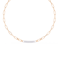 Collier de luxe pour femme en or rose 10K 14K 18K avec pendentif barre et diamant de laboratoire taille brillant, chaîne maille trombone
