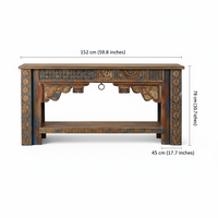 Table console de salon de haute qualité, luxueuse, artisanale, en bois massif, multicolore, moderne, tribale, écologique, avec tiroir, bon prix