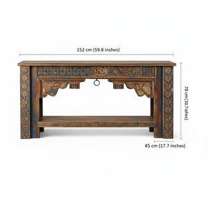 High Quality Luxury Handcrafted Solid Wood Multicolor Tribal <b>Console</b> <b>Table</b> with Drawer for Living Room Available at Good Price - Product Image 2