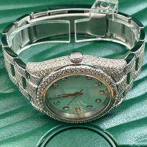 Reloj de Lujo con Diamantes, Movimiento de Cuarzo, Moissanita, Esfera Blanca Personalizada VVS, Estilo Hip Hop, Edición Limitada para Hombre - Product Image 5