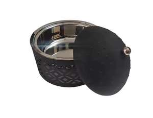 Olla Moderna de Acero Inoxidable con Tapa Negra Decorativa, Olla para Servir Buffet, Vajilla para Hoteles, Restaurantes y Servicios de Catering - Product Image 1