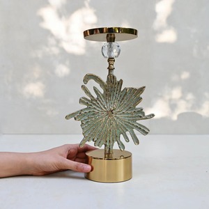 Floral <b>Candle</b> Stand Pair Vintage Gold <b>Taper</b> <b>Candle</b> Holders Set of 2 Elegant Metal Flowers Candlestick for Table Centerpieces - Product Image 2