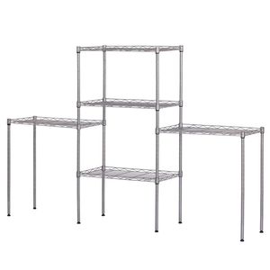 Scaffale portaoggetti da terra in acciaio al carbonio argentato con unità di scaffalatura modulabili - Product Image 3