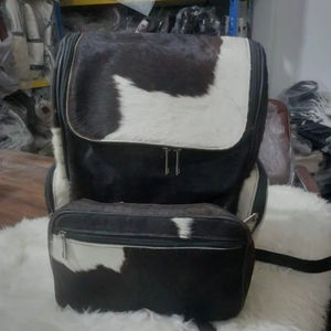 Sac à dos professionnel en cuir de vachette pleine fleur avec fourrure, pour ordinateur portable, sac à dos d'affaires en cuir véritable, étiquette OEM LHBP-0243 - Product Image 1