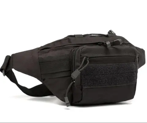 Sac de taille unisexe noir imperméable avec poche zippée et sangle détachable pour les voyages et les activités de plein air, en nylon imperméable - Product Image 2