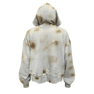 Unisex Hooded Zipper Sweatshirt Oversized French Terry Print Casual Autumn Style with Blood Splatter Design - Product Image 2