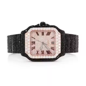 Nuevo Reloj de Lujo de Cuarzo y Acero Inoxidable, de Alta Calidad, Negro con Incrustaciones de Diamantes, Bisel Dorado Rosa, Deportivo, Automático - Product Image 4