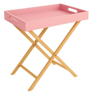 Bandeja Plegable de Cuero PU con Soporte Metálico, Bandeja de Servicio de Cuero Rosa - Product Image 5