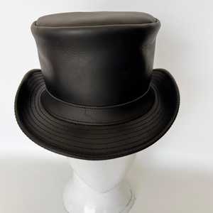 Sombrero de Copa Unisex de Cuero Negro, Estilo Casual para Fiestas, para Adultos, para las Cuatro Estaciones - Product Image 1