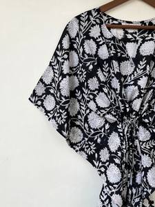 Nuevo Kaftán con Estampado Animal, Cuello en V, Cierre con Cordón, Corte Evase, de Algodón Suave Indio, con Encaje, Largo Completo, para Playa, para Mujer - Product Image 3