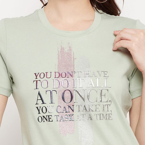 T-shirt imprimé pour femme, motif DTF, col rond, coupe classique, 100 % coton, été, coupe ample et confortable à manches courtes - Product Image 2
