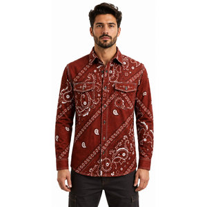 Chemise de travail unisexe à manches longues en coton à motif cachemire rouge et blanc, haute visibilité, imperméable, antistatique, confortable et tendance - Product Image 4