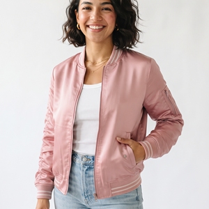 Casual <b>Lightweight</b> Bomber <b>Jacket</b> Women Windproof Fashion Streetwear Satin Bomber <b>Jackets</b> <b>Ladies</b> - Product Image 1
