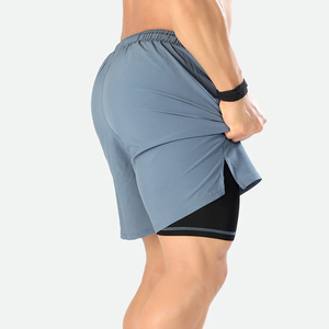 Shorts de compression pour homme, couleur unie, avec bande latérale, séchage rapide, taille élastique, shorts de sport décontractés - Product Image 2