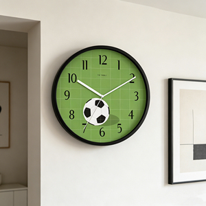 12 Inch Soccer Sports Theme <b>Black</b> Silent Quartz Analog <b>Wall</b> <b>Clock</b> Club Stadium Style Sports Fan Bedroom Game Room Decor - Product Image 2