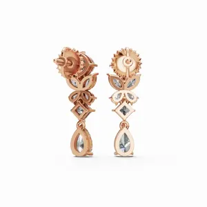 Boucles d'oreilles Valerias Grand Luster HIPHOPSTAR en diamants de laboratoire, 14 pièces, or rose 18 carats, formes multiples, certifiées IGI, tendance - Product Image 2