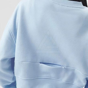 Sweat-shirt oversize court pour femme avec col rond, manches longues et tissu pour un style décontracté et superposé - Product Image 5