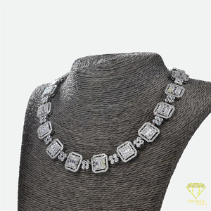 Elegante collar de diamantes cultivados en laboratorio con corte baguette en plata de ley 925 para minoristas de joyería de alta gama al por mayor. - Product Image 2
