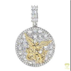 Pendentif Saint Michael de luxe pour streetwear avec diamant Moissanite et collier en argent 925 - Product Image 6