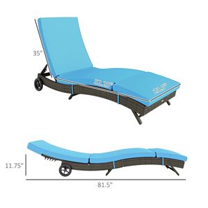 Sdraio da Esterno in Rattan PE Blu Cielo con Telaio in Alluminio Regolabile e 2 Ruote per Hotel - Product Image 3