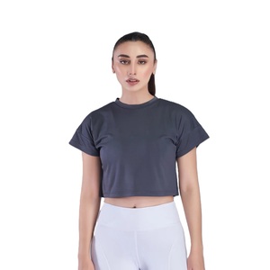 Best Quality 100% Cotton Slim Fit Women's <b>Crop</b> <b>Top</b> Cropped T-shirts Printed Designs Summer Outdoor Embroidery Logo Spring/Summer - Product Image 2