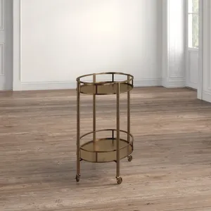 Handmade Metal Rolling Storage Trolley with Modern Industrial Design Powder Coated Finish Spacious <b>Utility</b> Shelves for Kitchen - Product Image 3