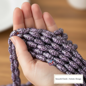 Cuentas ovaladas de diseño en morado brillante y negro |   Cuentas de Patrones Mixtos para Pulseras, Collares, Pendientes y Creación de Joyería Creativa - Product Image 2