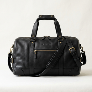 Bolsa de Viaje de Cuero Negra al por Mayor, Bolsa de Fin de Semana con Cierre de Cremallera de Gran Capacidad, Bolsa de Viaje Unisex de 24 Pulgadas, Proveedor OEM - Product Image 1