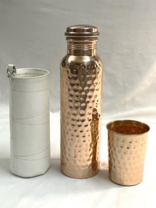 ขวดน้ำทองแดงบริสุทธิ์พร้อมกล่องสั่งทำขนาด1000มล. พร้อมถุงขวดน้ำดื่มทองแดง - Product Image 2