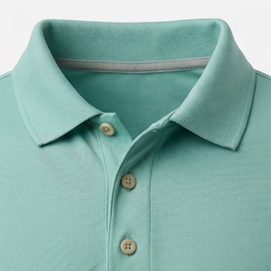 Polo à manches courtes vert menthe pour homme, 100% coton, tissu Oxford respirant, coupe décontractée, design uni, style tissé - Product Image 4