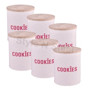 Boîte à biscuits de Nouvel An chinois au design classique, boîte en étain, rangement et organisation, boîte à biscuits en acier inoxydable avec couvercle en bois - Product Image 1