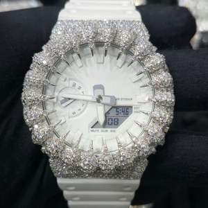 Reloj de Lujo Iced Throns con Bisel de Moissanita VVS y Diamantes, Estilo Hiphop, Correa de Goma, Escala Mixta, para Hombre/Mujer, Bajo Precio - Product Image 5