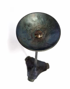 Modern Rustic Hand-Hammered Metal Pillar <b>Candle</b> Holders <b>Set</b> of 3 Industrial Vintage Bronze <b>Candle</b> Pedestals for Dining Table - Product Image 5