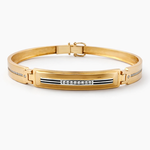 18ct Rose Gold Two Tone Chevron Pattern <b>Bangle</b> Bracelet for <b>Men</b> Minimalist Geometric Design Luxury Gents Jewelry Daily Wear Part - Product Image 2