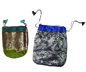 Élégant sac cadeau en tissu brocart de soie de couleurs assorties pour mariage, pochettes en organza multicolores pour événements - Product Image 4