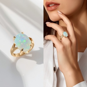 Dainty <b>Opal</b> <b>Ring</b> Sterling <b>Silver</b> 925 Vermeil 2 Micron Fine Jewelry Real Gold Look Birthstone <b>Ring</b> for Women - Product Image 4
