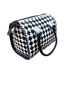 Sac à main de luxe en cuir véritable pour cadres, motif damier, imprimé animal, fermeture éclair - Marron - Product Image 3