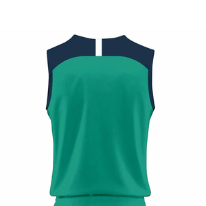Professional Volleyball Uniform Men's Sleeveless Jersey and Shorts Set Green Navy Sublimated Print Moisture Wicking <b>Athletic</b> Fit - Product Image 2