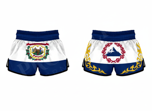 Shorts de Muay Thai personnalisés avec logo imprimé ou brodé, design sur mesure, pour la gym, le karaté, le judo, en polyester satiné - Product Image 2