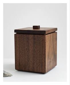 Boîte de conservation alimentaire carrée en bois écologique multifonctionnelle avec couvercle hermétique, design classique, fabriquée à la main pour la cuisine, résistante à l'humidité - Product Image 1