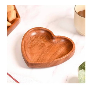 Polished Wooden <b>Heart</b> <b>Shape</b> Solid Wood Handmade Eco-Friendly Food Serving Bowl Best Quality at Wholesale Price - Product Image 1