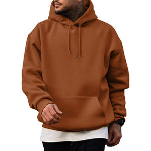 <b>Plain</b> Cotton Mens Oversized <b>Hoodie</b> Casual Fleece Hooded Sweatshirt Custom Logo Pocket Design Loose Fit Streetwear Pullover - Product Image 1