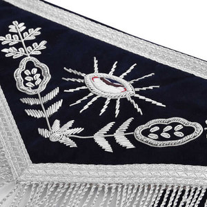 Customized Masonic Regalia Craft Master Masons MM Apron with Officer <b>Collar</b>, Turquoise Blue Ribbon, Premium Embroidered Masonic - Product Image 4