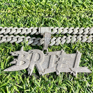 Luxury VVS Moissanite Brilliant Cut Iced Hip Hop Jewelry <b>Initial</b> Letter 925 Sterling <b>Silver</b> Rhodium Plated Custom Charms <b>Pendant</b> - Product Image 3