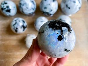 Rainbow Moonstone Crystal Sphere Eco-Friendly Handmade Polished Gemstone <b>Ball</b> Natural Stone for Home Decor Meditation Gift - Product Image 2