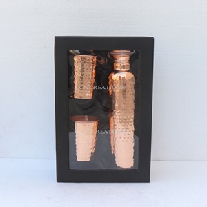 100% Pure Copper Hammered Water Bottle Beautiful Handcrafted Plastic <b>Drinkware</b> with Ayurveda Health Benefits - Product Image 3