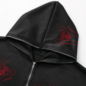 Sweat à capuche zippé intégral pour homme, masque facial intégré, streetwear tactique, coupe oversize, en coton personnalisable - Product Image 3